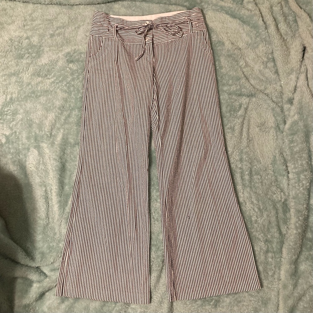 No Boundaries Stripped Wide Leg Pants Gray & White